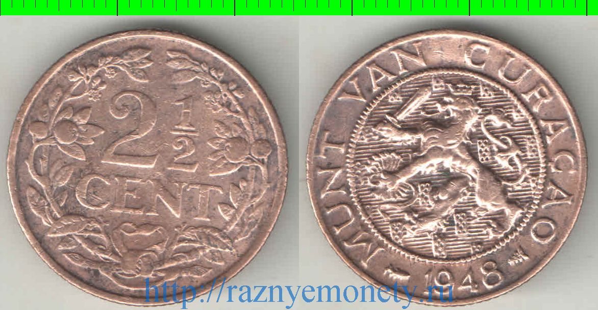 Кюрасао 2 1/2 цента 1948 год (тип II)