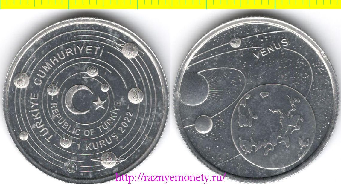 Турция 1 куруш 2022 год - ВЕНЕРА - Планеты Солнечной системы