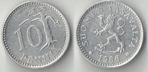 Финляндия 10 пенни (1983-1990) (алюминий)