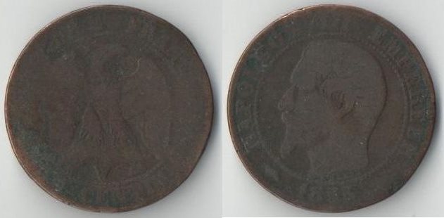 Франция 5 сантимов (1854-1855) (Наполеон III)