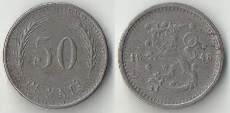 Финляндия 50 пенни (1943-1946) (железо)