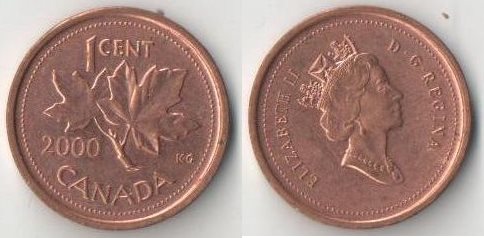 Канада 1 цент (2000-2001) (Елизавета II) (тип III)