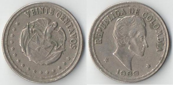 Колумбия 20 сентаво (1956-1966)