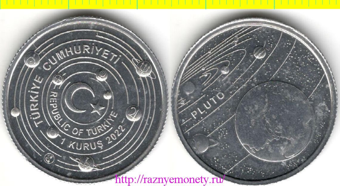 Турция 1 куруш 2022 год - ПЛУТОН - Планеты Солнечной системы