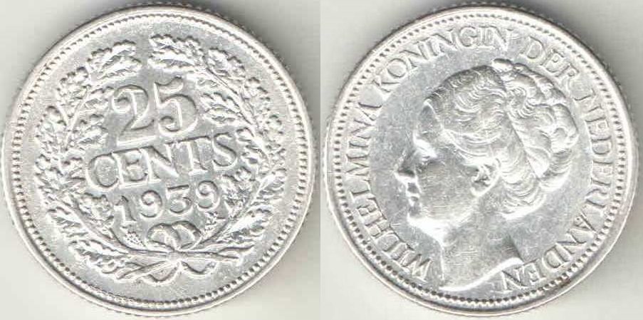 Нидерланды 25 центов (1926-1941) (серебро) (тип III)