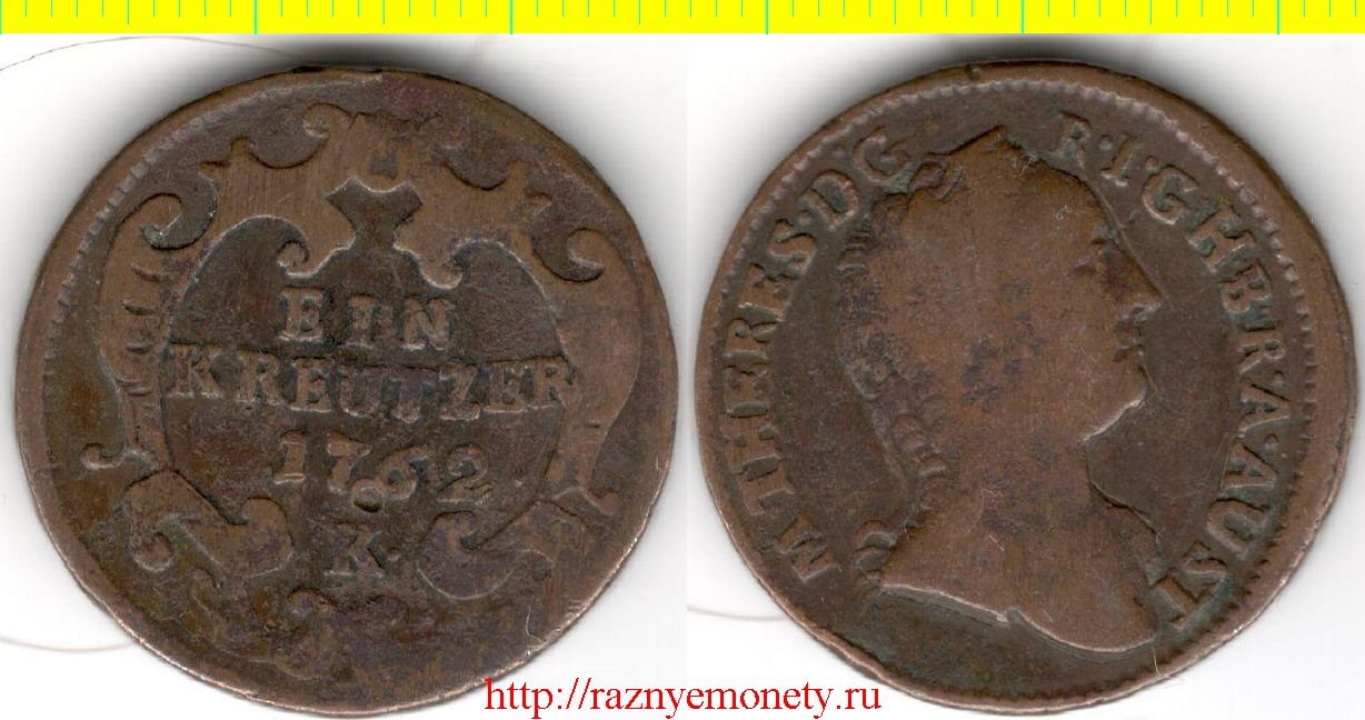 Австрия 1 крейцер 1762 год К (тип 1760-1765) Мария Тереза