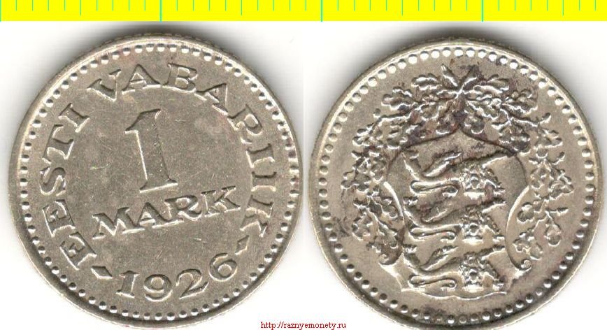 Эстония 1 марка 1926 год (год-тип, никель-бронза) нечастая