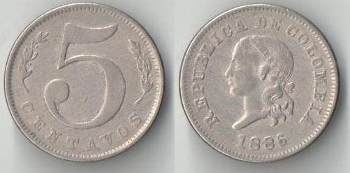 Колумбия 5 сентаво 1886 год (тип III) (редкость)