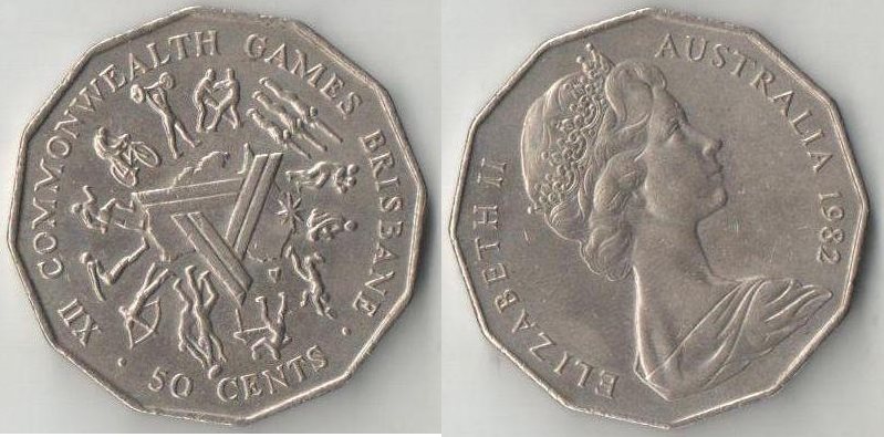 Австралия 50 центов 1982 год (Елизавета II) (XII Игры Содружества - Брисбен)