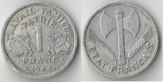 Франция 1 франк (1942-1944) (топор)