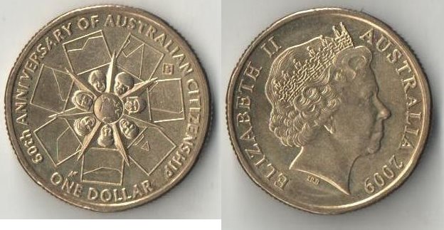 Австралия 1 доллар 2009 год (Елизавета II) (60 лет Гражданство)