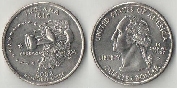 США 1/4 доллара 2002 год (Индиана)