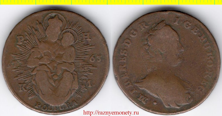 Венгрия 1 полтура 1763 (год-тип) Мария Тереза - НЕЧАСТАЯ