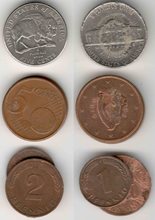 набор монет иностранных - 6 шт (склеены)