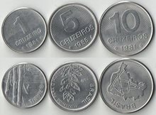 Бразилия 1, 5, 10 крузейро (1980-1985)