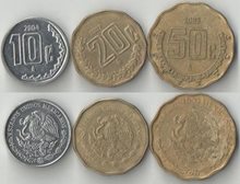 Мексика 10, 20, 50 сентаво (1992-2007)