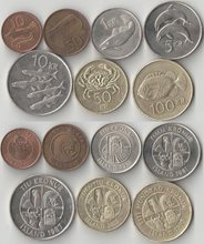 Исландия 10, 50 эре, 1, 5, 10, 50, 100 крон (1981-2005) (полный набор)