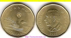 Канада 1 доллар 2025 год - КАРЛ III (ЧАРЛЬЗ III) утка - РЕДКОСТЬ
