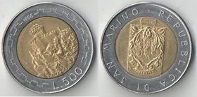 Сан-Марино 500 лир 1988 год (биметалл)