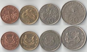 Сингапур 1, 5, 10, 20 центов (1985-2003)
