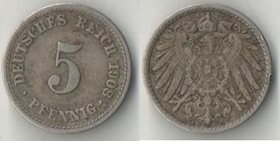 Германия (Империя) 5 пфеннигов 1908 год F