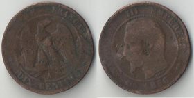 Франция 10 сантимов 1856 год А (Наполеон III Император)