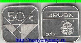 Аруба 50 центов 2018 год (Виллем, тип II)