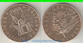Франция 10 франков 1988 год (Роланд Гаррос - 100 лет)