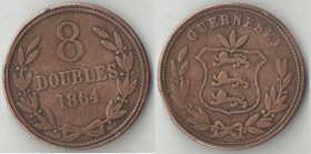 Гернси 8 дублей 1864 год (1864-1911) (тип II)