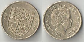 Великобритания 1 фунт (2008-2014) (Елизавета II) (Щит королевского оружия, 4 герба)