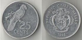Сейшельские острова 25 центов 1993 год (никель-сталь) (нечастый тип)