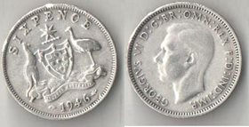 Австралия 6 пенсов (1946, 1948) (Георг VI) (тип II) (серебро)