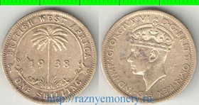 Западная африка Британская 1 шиллинг 1938 год (Георг VI)