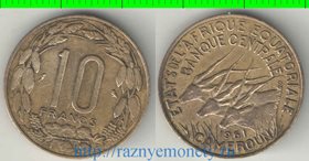 Экваториальная африка (Камерун) 10 франков (1961, 1962) (тип II, год-тип) (алюминий-бронза)
