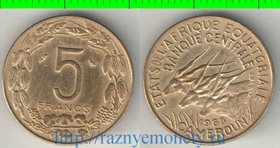Экваториальная африка (Камерун) 5 франков (1965-1973) (тип III) (алюминий-никель-бронза)