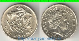 Великобритания 1 фунт 2014 год (Елизавета II) Шотландия флора - Чертополох и колокольчик