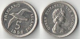 Фолклендские острова 5 пенсов 1998 год (Елизавета II) (тип II)