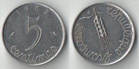 Франция 5 сантимов (1961-1962) (нечастый тип и номинал)