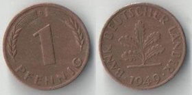 Германия (ФРГ) 1 пфенниг 1949 год D, F, G, J (тип I, нечастый тип)