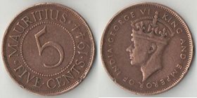 Маврикий 5 центов 1944 год (Георг VI)
