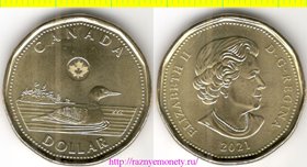 Канада 1 доллар 2021 год (Елизавета II)