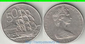 Новая Зеландия 50 центов (1967-1983) (Елизавета II) (тип I)