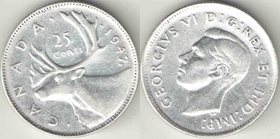 Канада 25 центов (1937-1947) (Георг VI) (серебро) (нечастый тип и номинал)