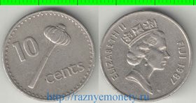 Фиджи 10 центов (1986-1987) (Елизавета II) (тип II, медно-никель)