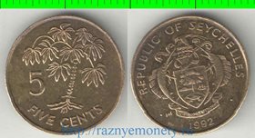 Сейшельские острова 5 центов (1990-2000) (тип III, нечастый тип)