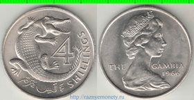 Гамбия Британская 4 шиллинга 1966 год (Елизавета II)