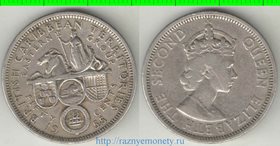 Британские Карибские Территории 50 центов 1955 год (Елизавета II) (нечастый номинал)