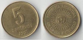 Аргентина 5 сентаво (2007-2009) (латунь-сталь)
