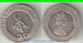 Гибралтар 20 пенсов 2012 (Елизавета II) (ключи) (тип II, редкий тип)