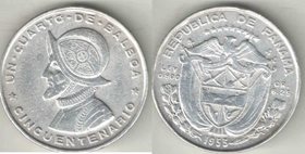 Панама 1/4 бальбоа 1953 год (серебро)